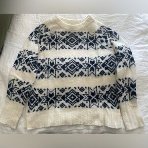 J Crew Blue and White Fair Isle Sweater